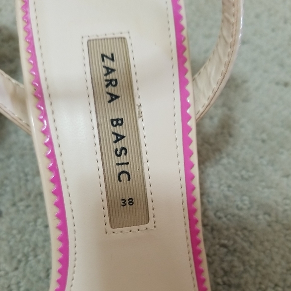 Zara Basic Nude laquer  Strap Round Heel Sandals s - Picture 5 of 8